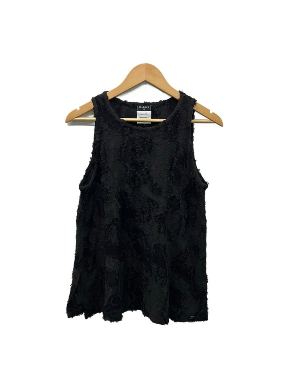Chanel Sleeveless Top 38 M Dark Gray Black Crew